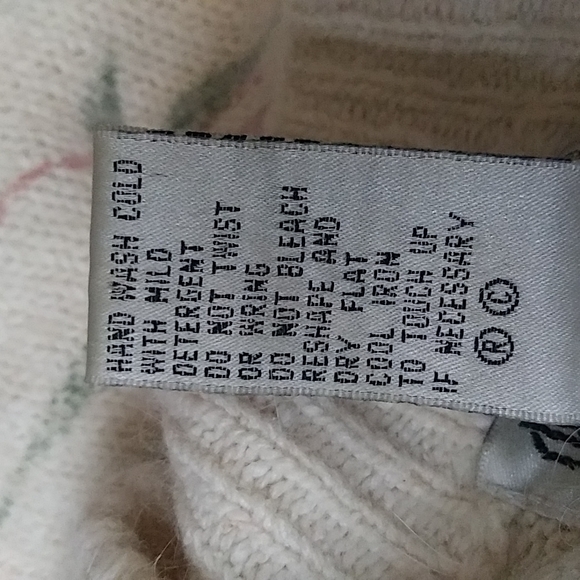 Vintage Floral Muckneck Sweater Silk & Angora Lambswool Small - Picture 12 of 12